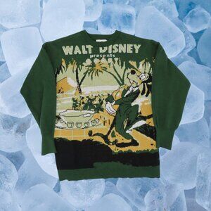 Disney Goofy Vintage Sweater M Green Long Sleeve Graphic Pullover Oversized